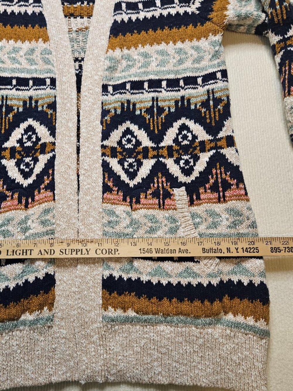 LL Bean Fair Isle open front cardigan - size Medium - Picture 7 of 10